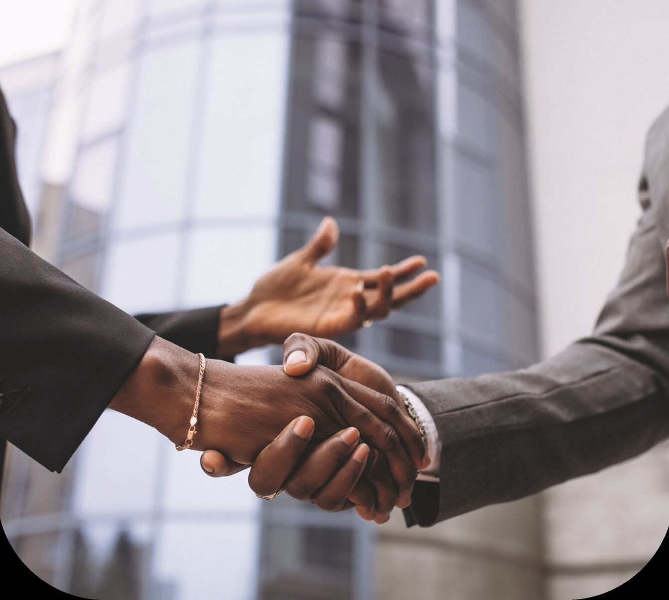 Two business people shaking hands